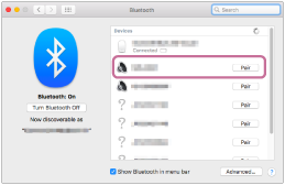 Выберите [SRS-XB31] на экране Bluetooth и нажмите [Pair]